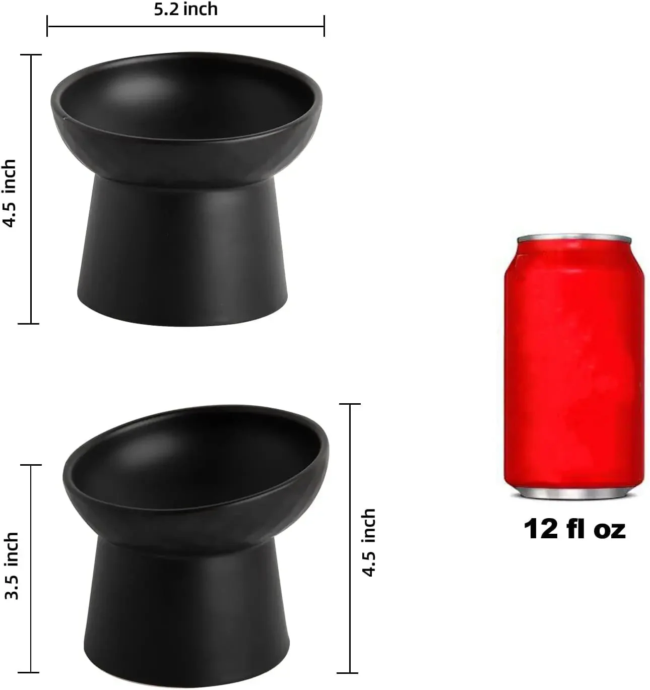 Ceramic Raised Tilted Cat Bowls Set of 2, Elevated Porcelain Feeder - Image 3