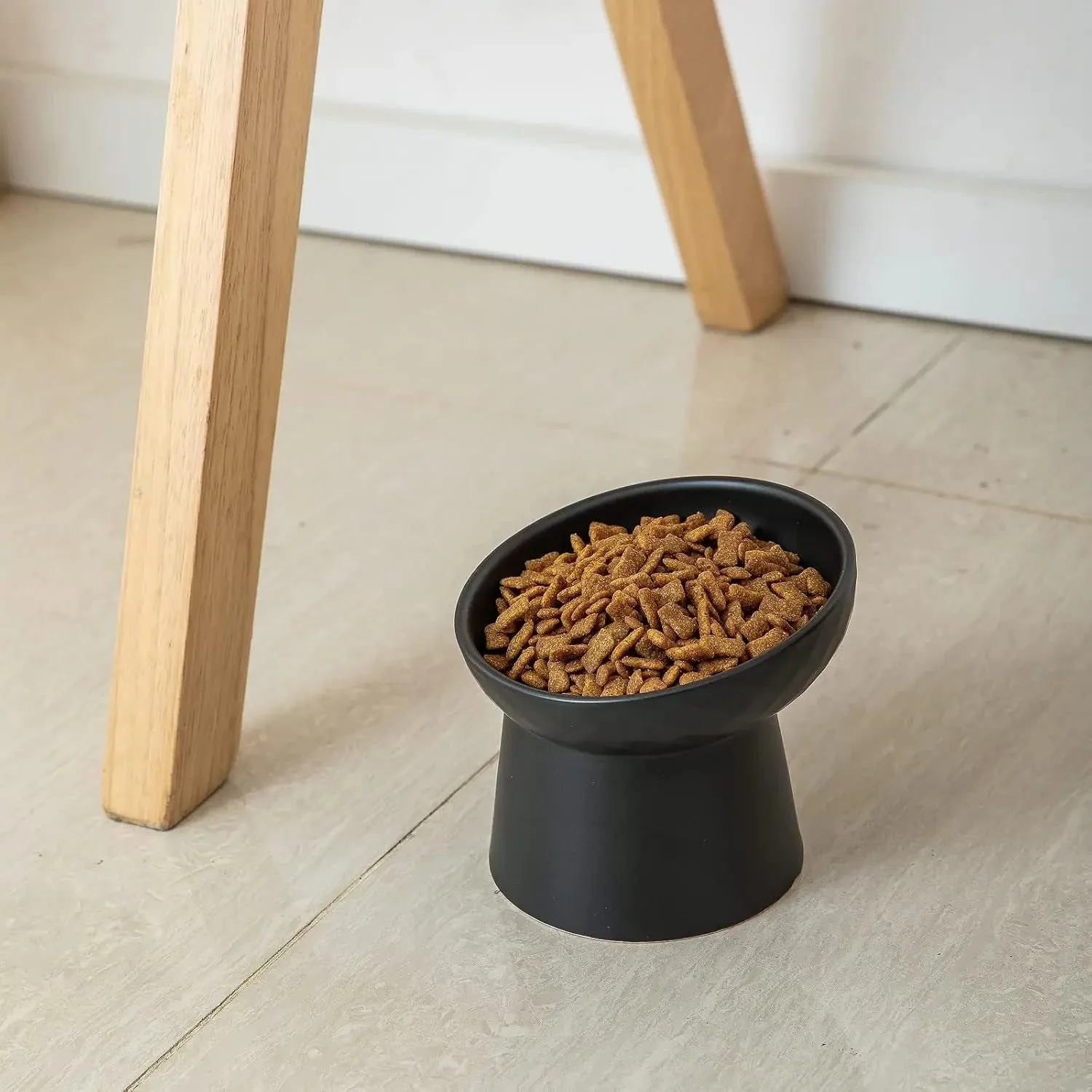 Ceramic Raised Tilted Cat Bowls Set of 2, Elevated Porcelain Feeder - Image 4
