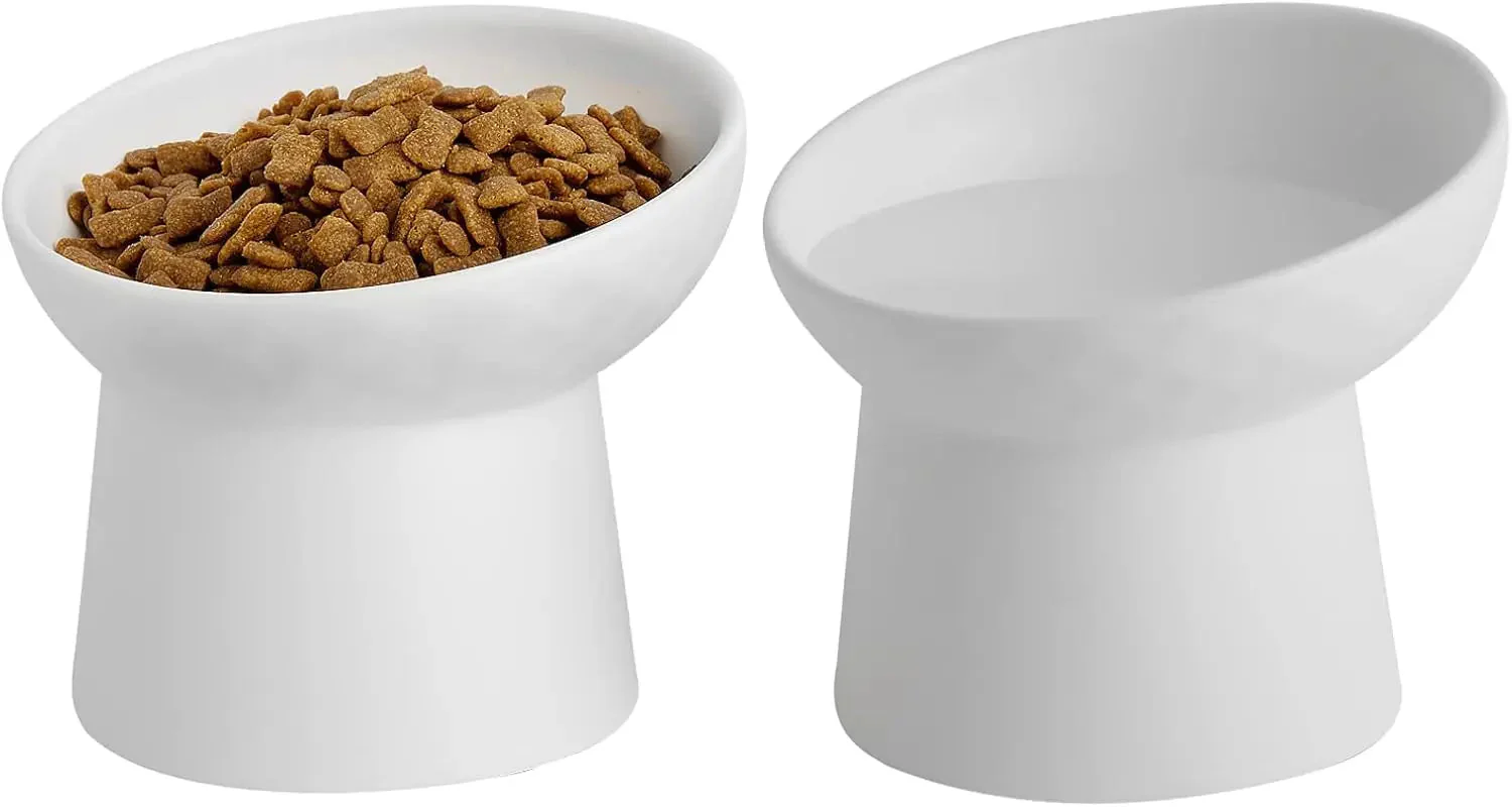 Ceramic Raised Tilted Cat Bowls Set of 2, Elevated Porcelain Feeder - Image 8