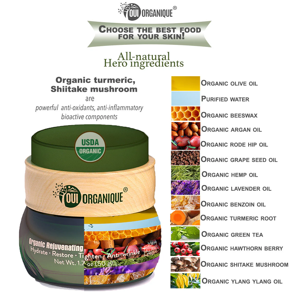 Certified Organic Rejuvenating Anti-Wrinkle Cream for All Skin types(sensitive skin) Turmeric - Image 4