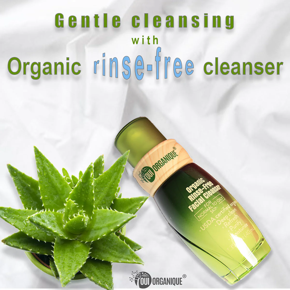 Certified Organic Rinse Free Facial Cleanser|Aloe vera All -in-1 Skin freshener All skin Types even Sensitive/Baby's wipe - Image 9