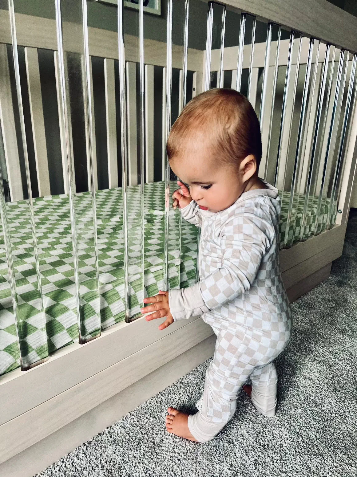 Checkered Bamboo Sleeper | Soft Baby Onesie - Image 3