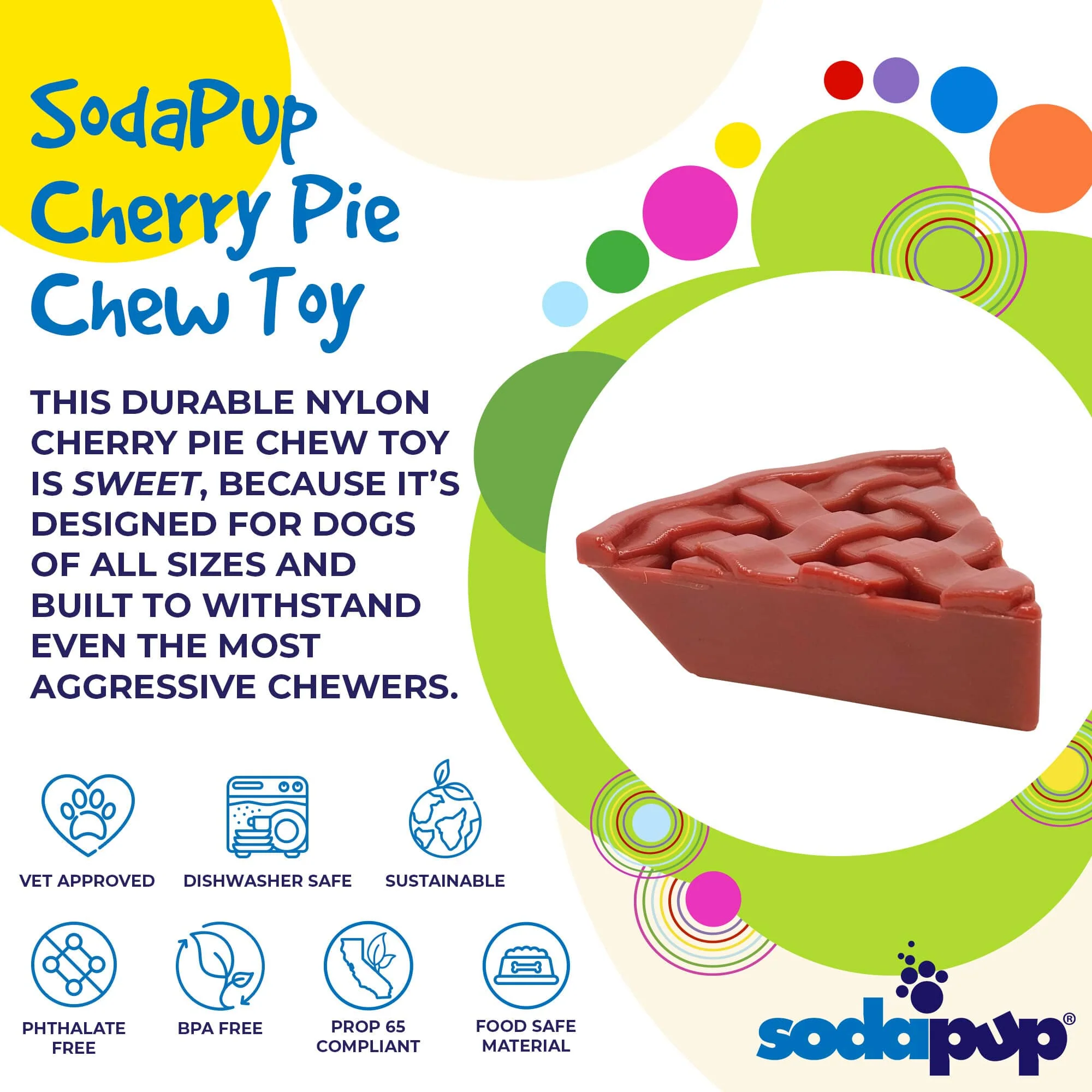 Cherry Pie Nylon Dog Chew Toy for Aggressive Chewers | USA Made | SodaPup - Image 3