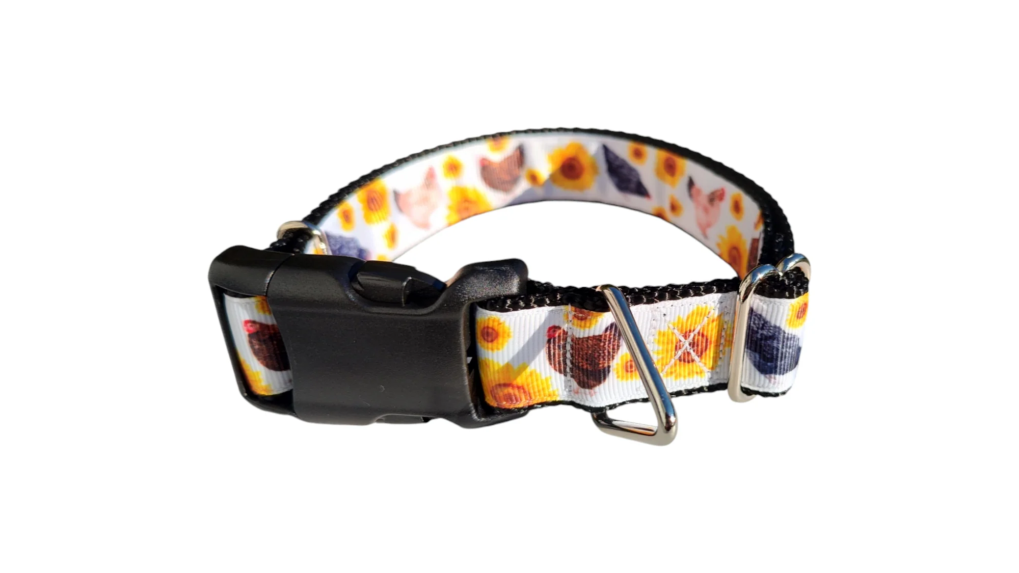 Chickens and Sunflowers Nylon Dog Collar - Image 2