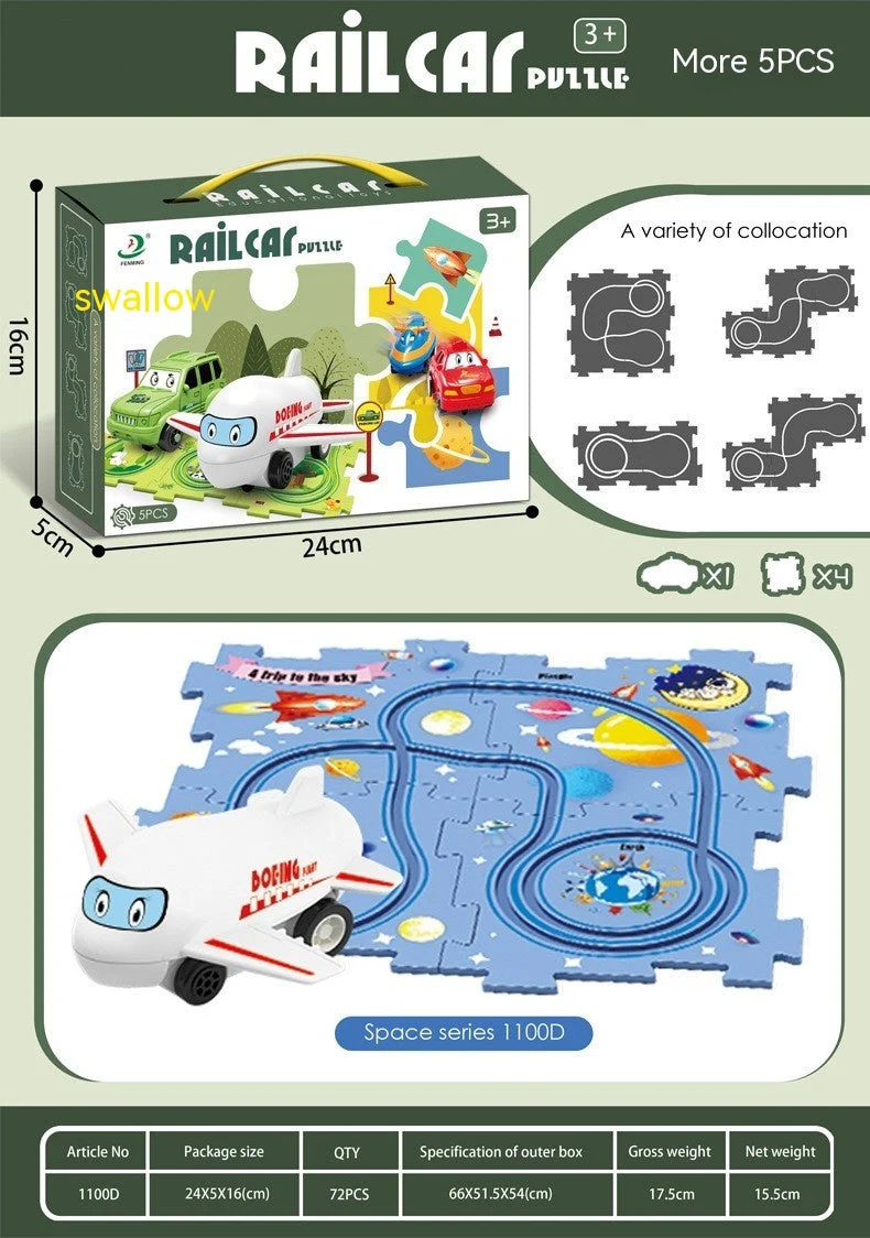 Children Puzzle Electric Railroad Speeder DIY Assembly Electric Car Automatic Rail City Scene Construction Education Toy Gift - Image 10