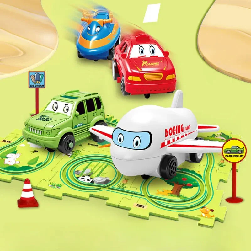 Children Puzzle Electric Railroad Speeder DIY Assembly Electric Car Automatic Rail City Scene Construction Education Toy Gift - Image 2