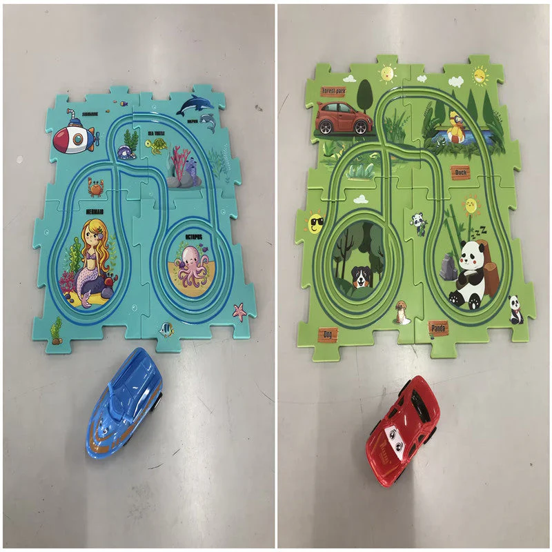 Children Puzzle Electric Railroad Speeder DIY Assembly Electric Car Automatic Rail City Scene Construction Education Toy Gift - Image 44