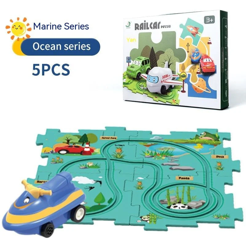 Children Puzzle Electric Railroad Speeder DIY Assembly Electric Car Automatic Rail City Scene Construction Education Toy Gift - Image 8