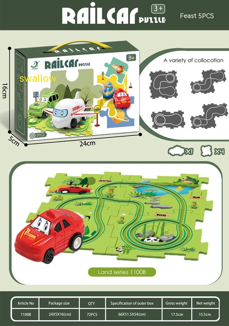 Children Puzzle Electric Railroad Speeder DIY Assembly Electric Car Automatic Rail City Scene Construction Education Toy Gift - Image 9