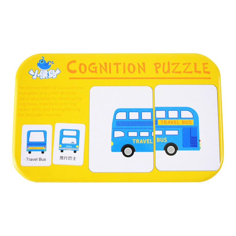 Children's Cognitive Card Iron Box Jigsaw Puzzle Matching Fruit Learning Card - Image 3