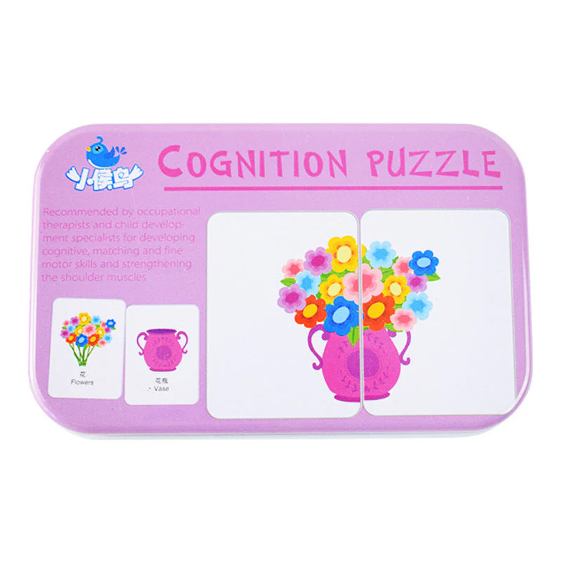 Children's Cognitive Card Iron Box Jigsaw Puzzle Matching Fruit Learning Card - Image 5