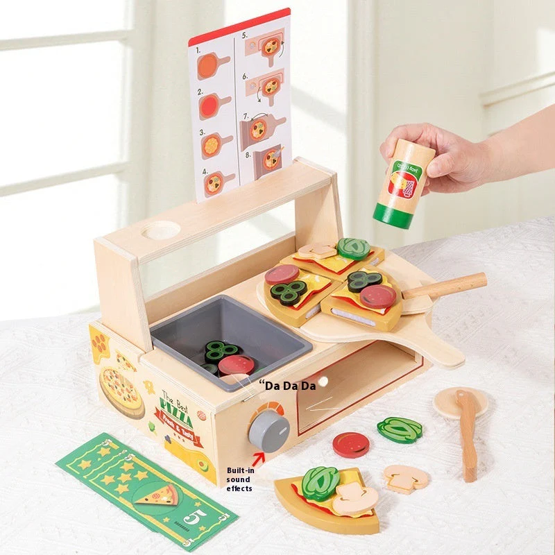 Children's Early Education Educational Wooden Pizza Oven Kitchen Simulation Toy - Image 3