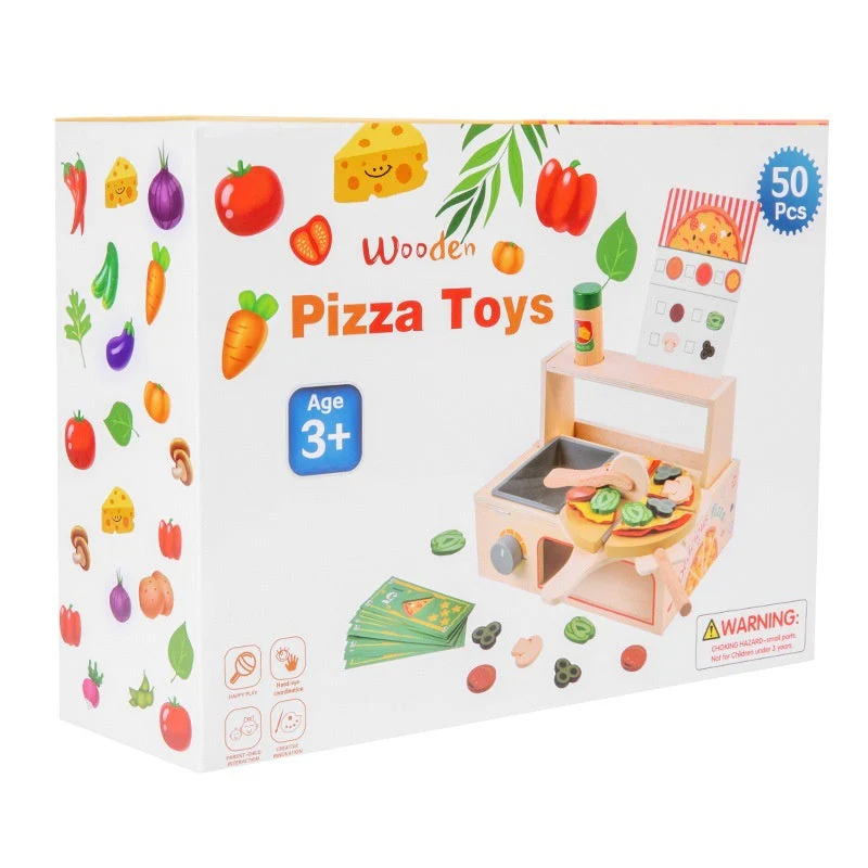 Children's Early Education Educational Wooden Pizza Oven Kitchen Simulation Toy - Image 4