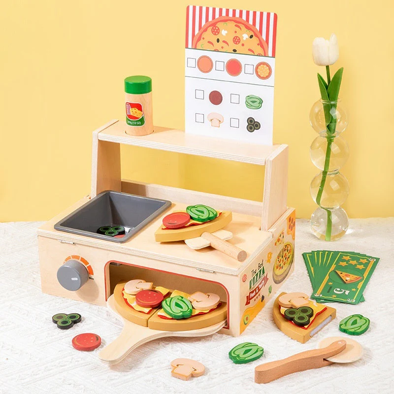 Children's Early Education Educational Wooden Pizza Oven Kitchen Simulation Toy - Image 6