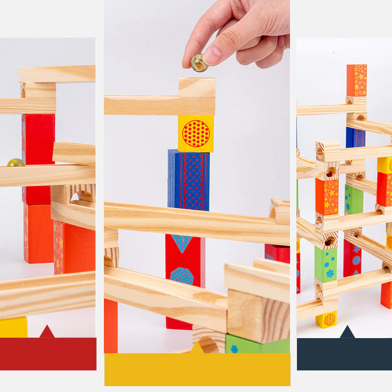 Children's Educational Parent-child Ball Track Slide Blocks Stacking High Marbles To Build Wooden Toys - Image 3