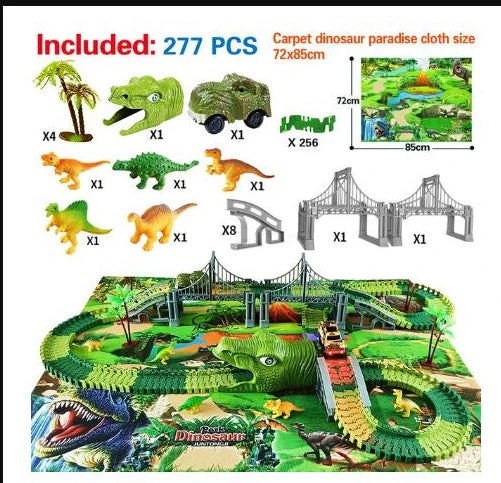 Children's Electric Assembled Track Racing Simulation Animal Tyrannosaurus Dinosaur Toy Puzzle Boy Gift - Image 16
