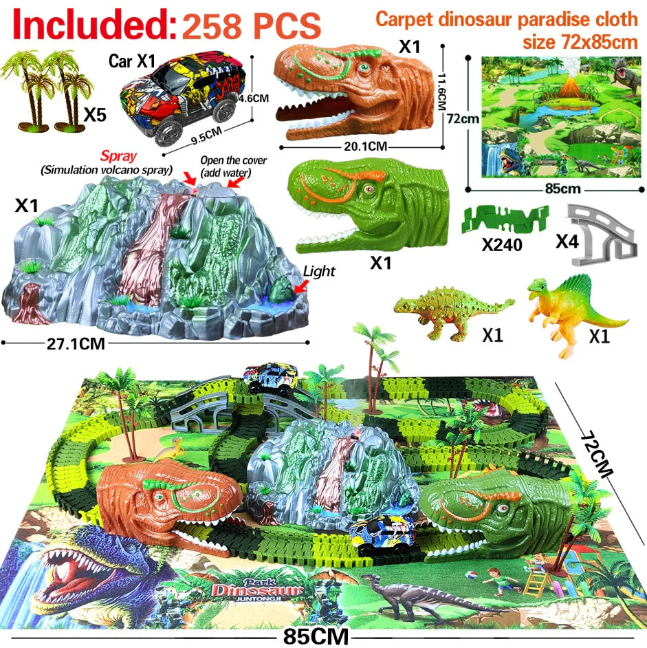 Children's Electric Assembled Track Racing Simulation Animal Tyrannosaurus Dinosaur Toy Puzzle Boy Gift - Image 31