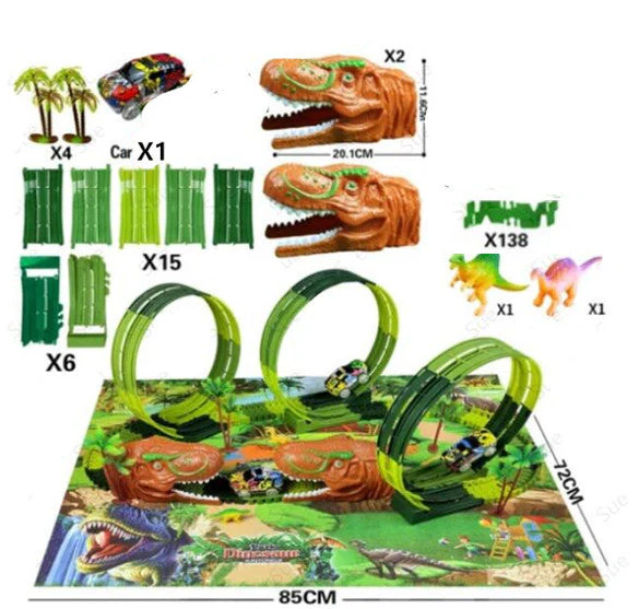 Children's Electric Assembled Track Racing Simulation Animal Tyrannosaurus Dinosaur Toy Puzzle Boy Gift - Image 34