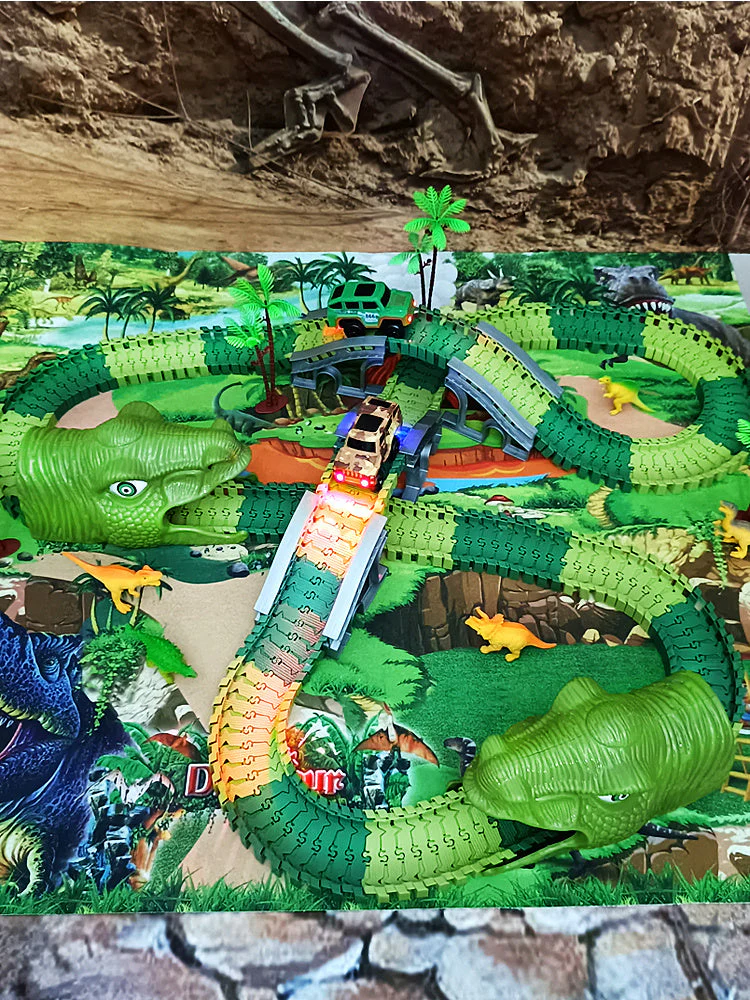 Children's Electric Assembled Track Racing Simulation Animal Tyrannosaurus Dinosaur Toy Puzzle Boy Gift - Image 4
