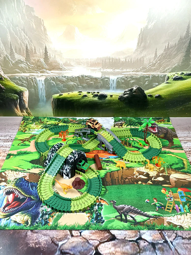 Children's Electric Assembled Track Racing Simulation Animal Tyrannosaurus Dinosaur Toy Puzzle Boy Gift - Image 5