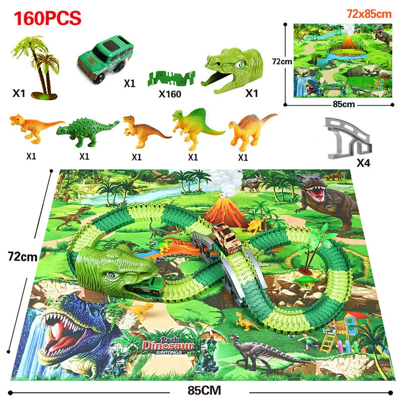 Children's Electric Assembled Track Racing Simulation Animal Tyrannosaurus Dinosaur Toy Puzzle Boy Gift - Image 7