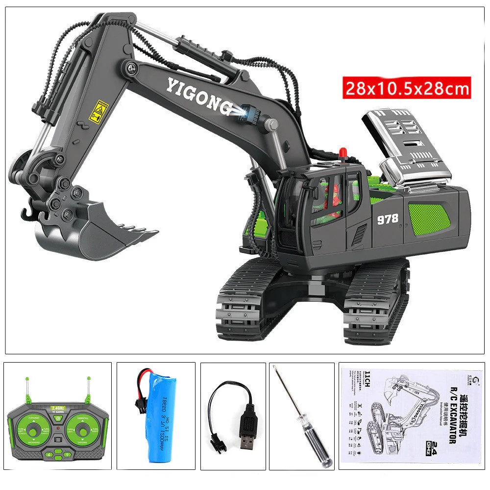 Children's Simple Alloy Charging Excavator Toy Car - Image 16