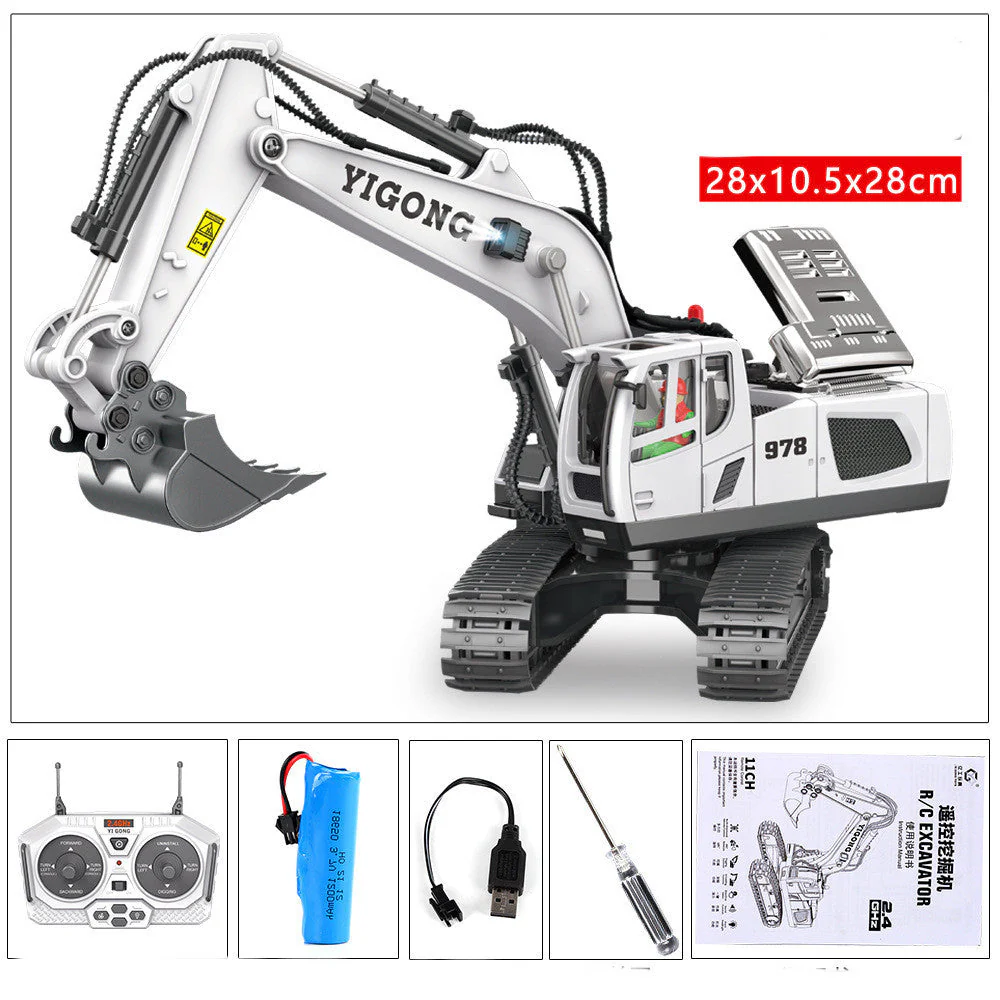 Children's Simple Alloy Charging Excavator Toy Car - Image 2