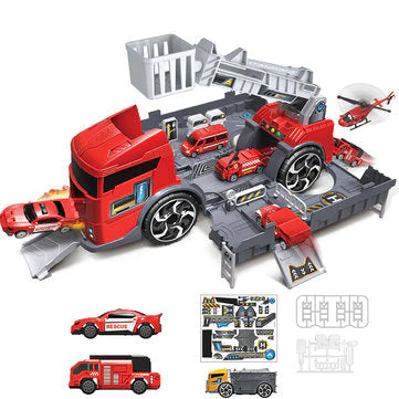 Children's Simulation Diecast Engineering Vehicle Model Set Deformation Storage Parking Lot Educational Toys - Image 2