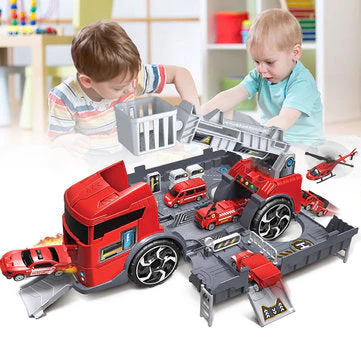 Children's Simulation Diecast Engineering Vehicle Model Set Deformation Storage Parking Lot Educational Toys - Image 5