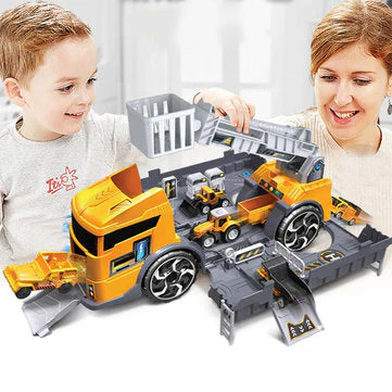 Children's Simulation Diecast Engineering Vehicle Model Set Deformation Storage Parking Lot Educational Toys - Image 7