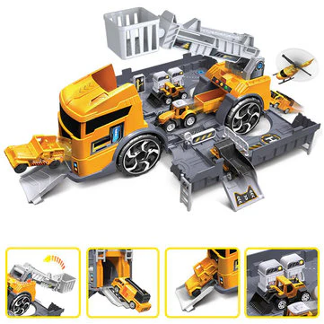 Children's Simulation Diecast Engineering Vehicle Model Set Deformation Storage Parking Lot Educational Toys - Image 3