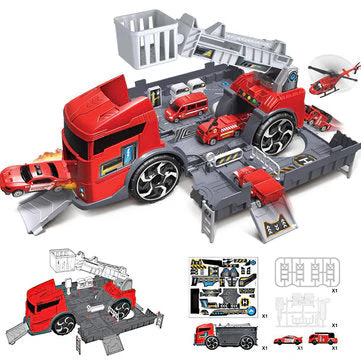 Children's Simulation Diecast Engineering Vehicle Model Set Deformation Storage Parking Lot Educational Toys - Image 4