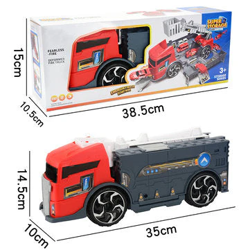 Children's Simulation Diecast Engineering Vehicle Model Set Deformation Storage Parking Lot Educational Toys - Image 9