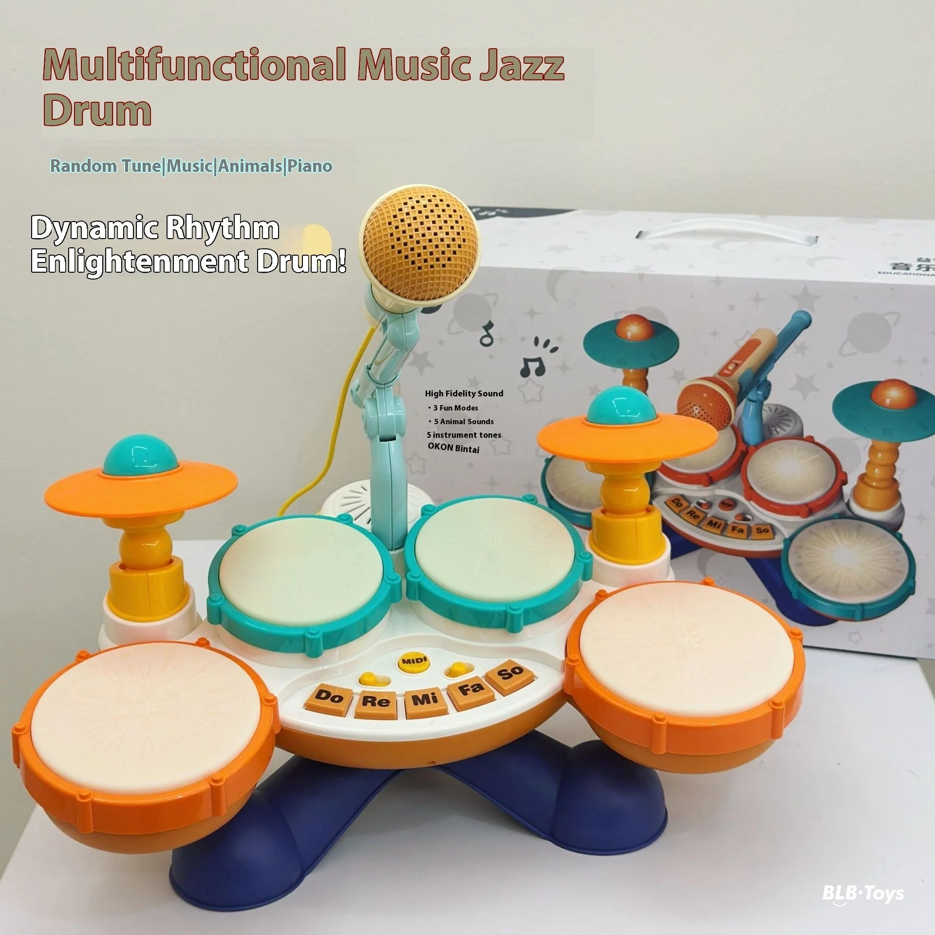 Children's Simulation Jazz Drum Kit Early Education Music Toys - Image 6
