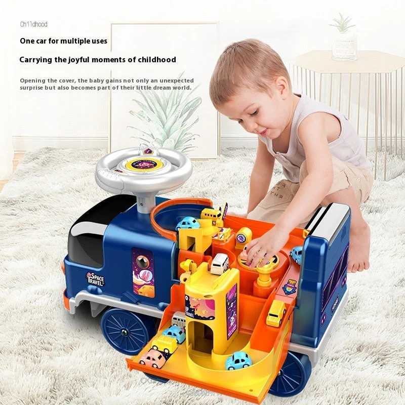 Children's Space Bus Fire Police Electric Toys Can Sit People - Image 4
