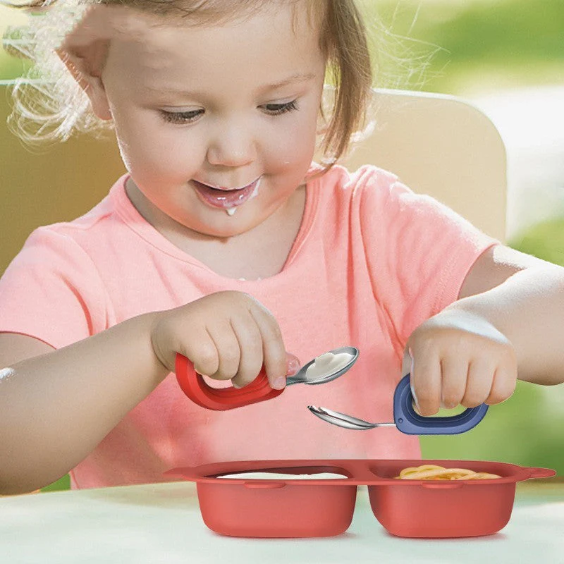 Children's Stainless Steel Round Handle Fork And Spoon Set - Image 3