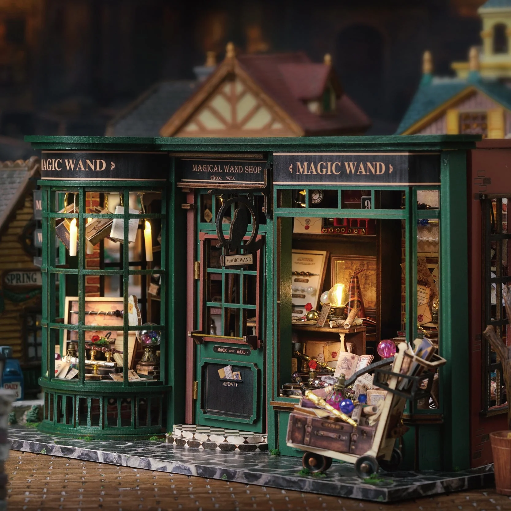 Children's Toy Magic Street House Decoration Birthday Gift Creative Handmade DIY Wooden Assembly Model - Image 11