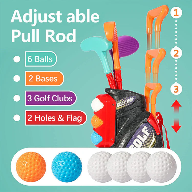 Children's Trolley Box Golf Toy Club Suit Educational Indoor Outdoor Sports Game - Image 2