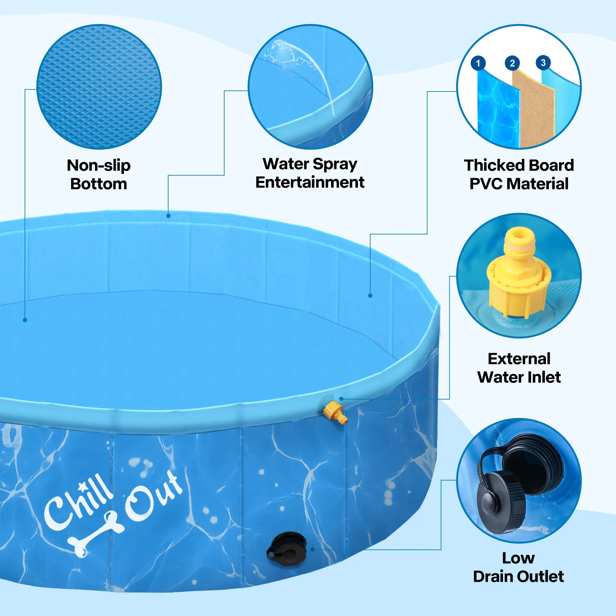 Chill Out - Dog Pool - 2-in-1 Foldable Sprinking Pool  for Outdoor Backyard - Image 3