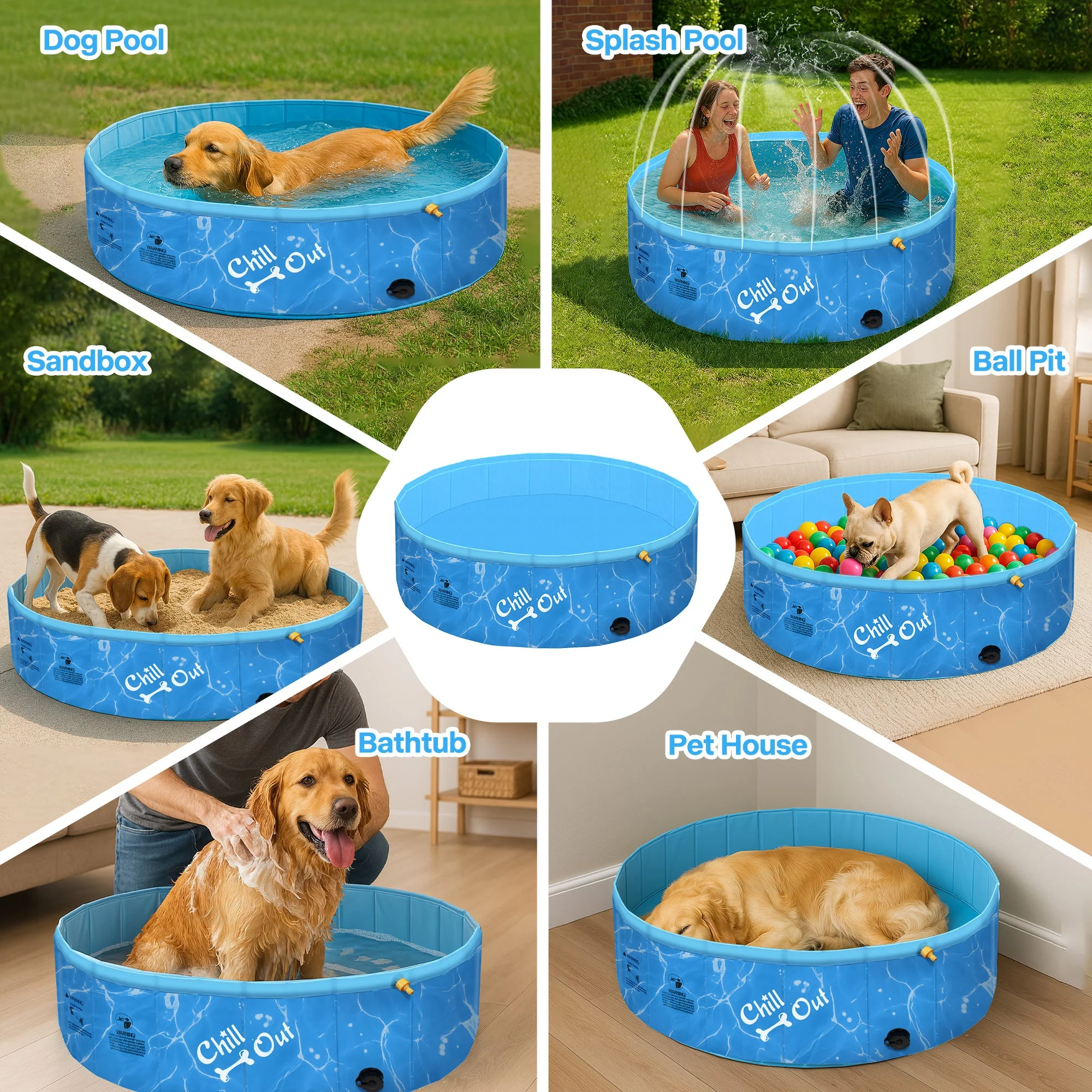 Chill Out - Dog Pool - 2-in-1 Foldable Sprinking Pool  for Outdoor Backyard - Image 9