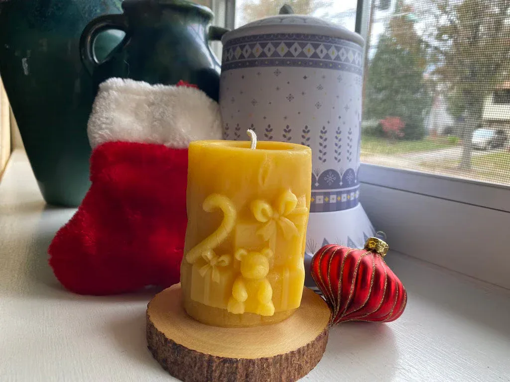 Christmas Beeswax Pillar Candles Santa Snowman Reindeer Gingerbread Holiday Gifts - Image 2