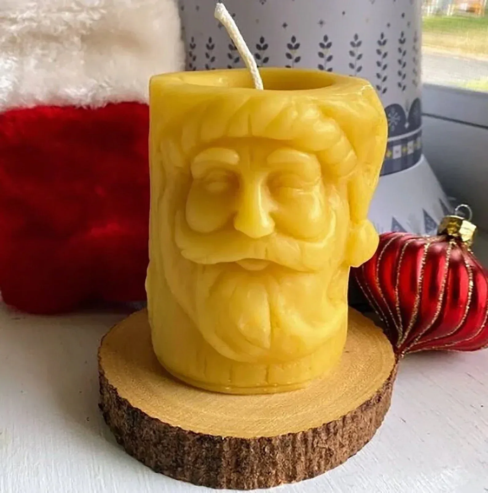 Christmas Beeswax Pillar Candles Santa Snowman Reindeer Gingerbread Holiday Gifts - Image 3