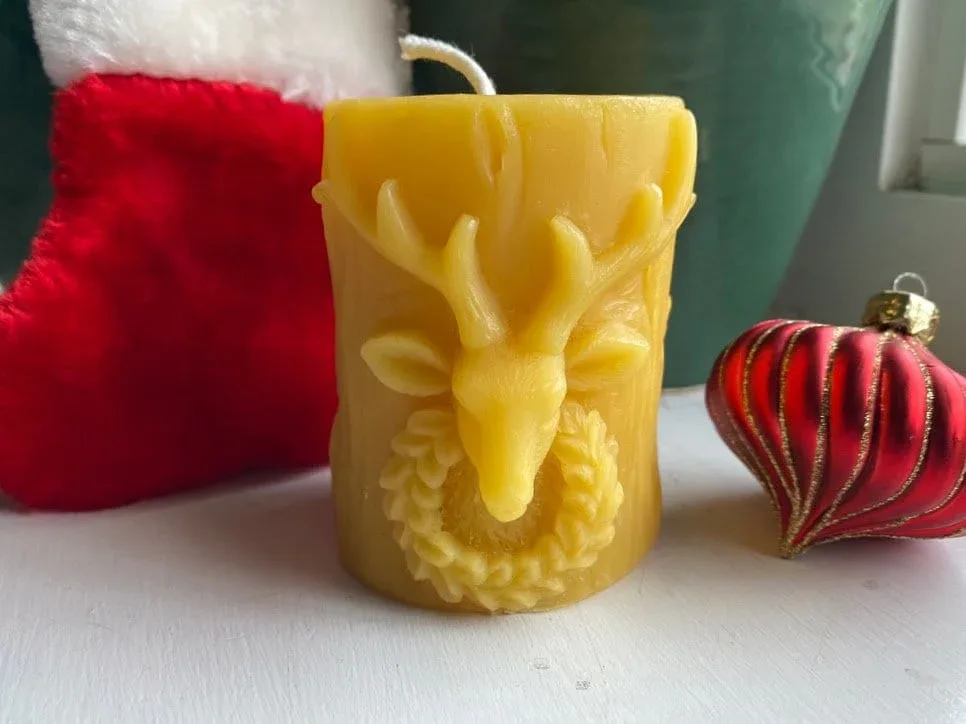 Christmas Beeswax Pillar Candles Santa Snowman Reindeer Gingerbread Holiday Gifts - Image 4