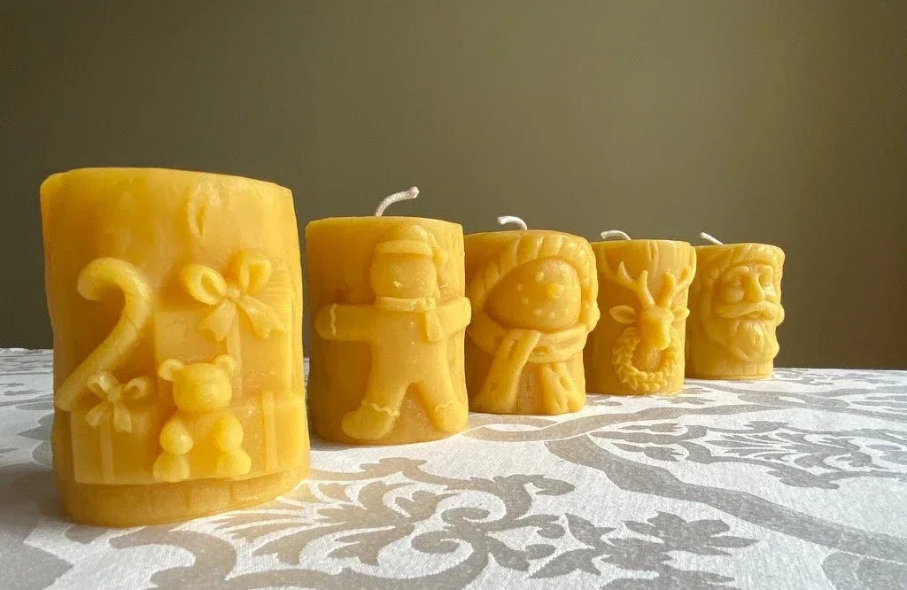 Christmas Beeswax Pillar Candles Santa Snowman Reindeer Gingerbread Holiday Gifts - Image 7