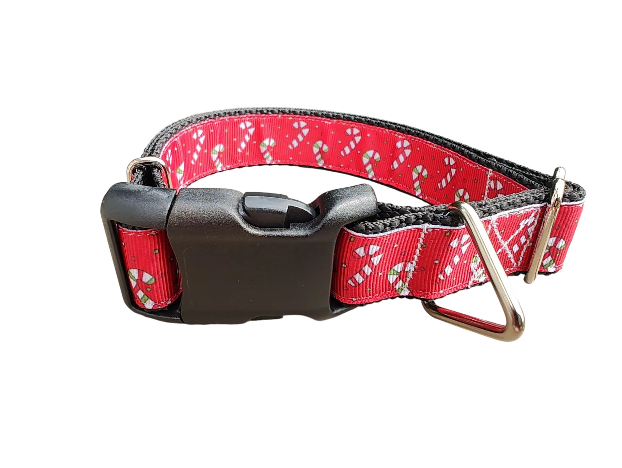 Christmas Candy Canes Nylon Dog Collar - Image 2