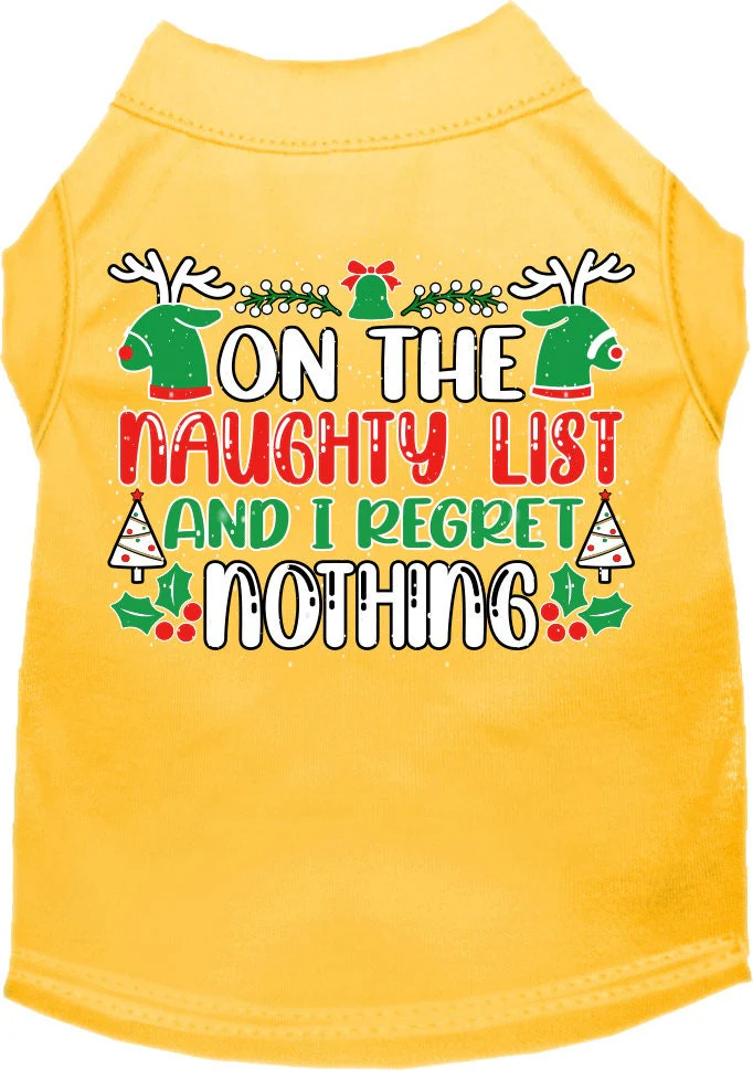 Christmas Cat or Dog Shirt for Pets 0-20 Pounds, "On The Naughty List And I Regret Nothing" - Image 10