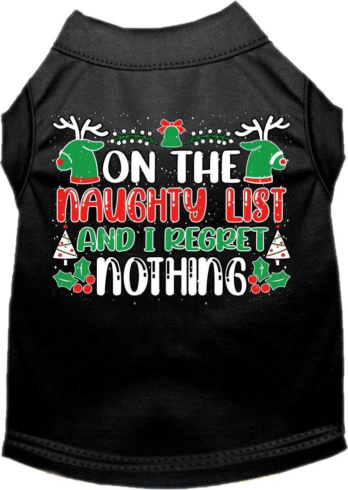 Christmas Cat or Dog Shirt for Pets 0-20 Pounds, "On The Naughty List And I Regret Nothing" - Image 3