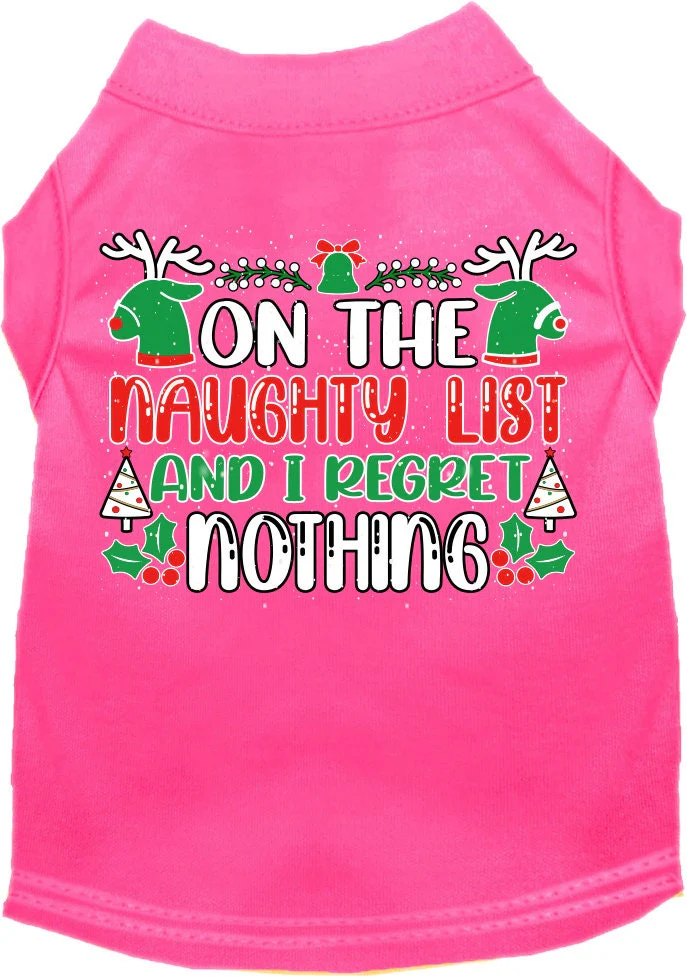 Christmas Cat or Dog Shirt for Pets 0-20 Pounds, "On The Naughty List And I Regret Nothing" - Image 4