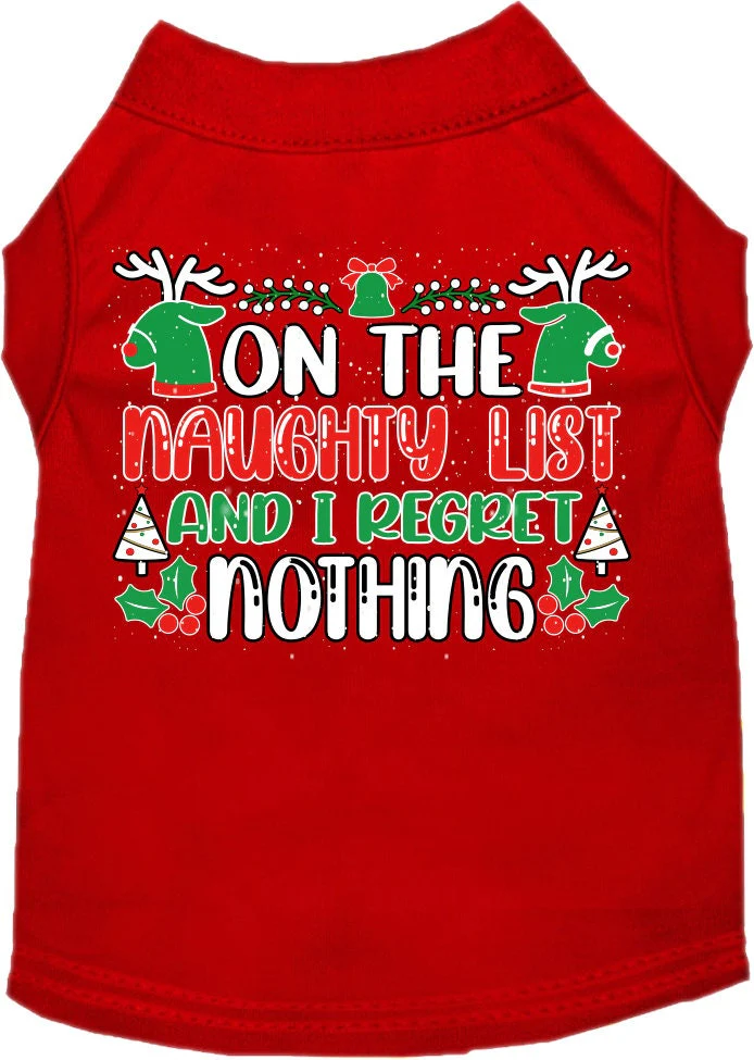 Christmas Cat or Dog Shirt for Pets 0-20 Pounds, "On The Naughty List And I Regret Nothing" - Image 8