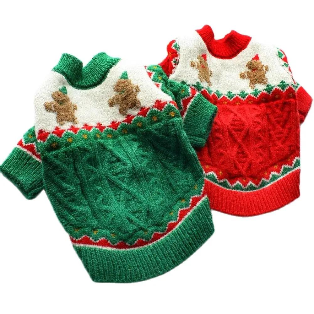 Christmas Dog Sweater  Cozy Knitted Holiday Pet Jumper Pullover with Gingerbread Design Warm Winter Apparel - Image 3